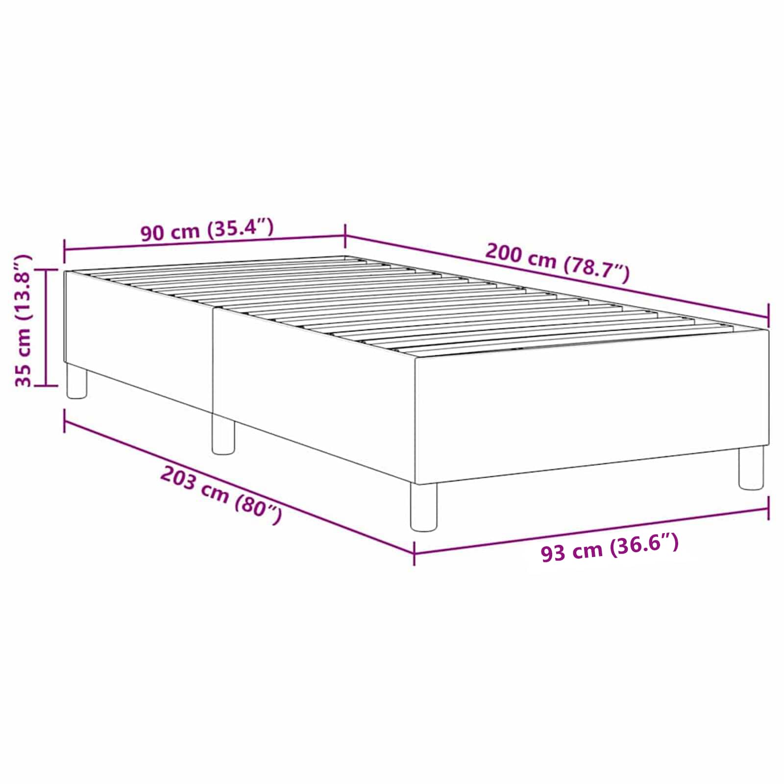 Krevetna platforma Plava 90 x 200 cm Kordura tekstil
