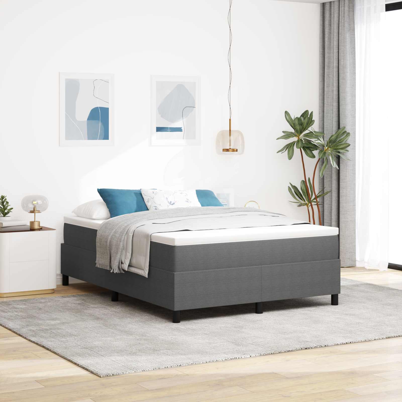Krevetna platforma Svijetlo siva 140 x 190 cm Kordura tekstil
