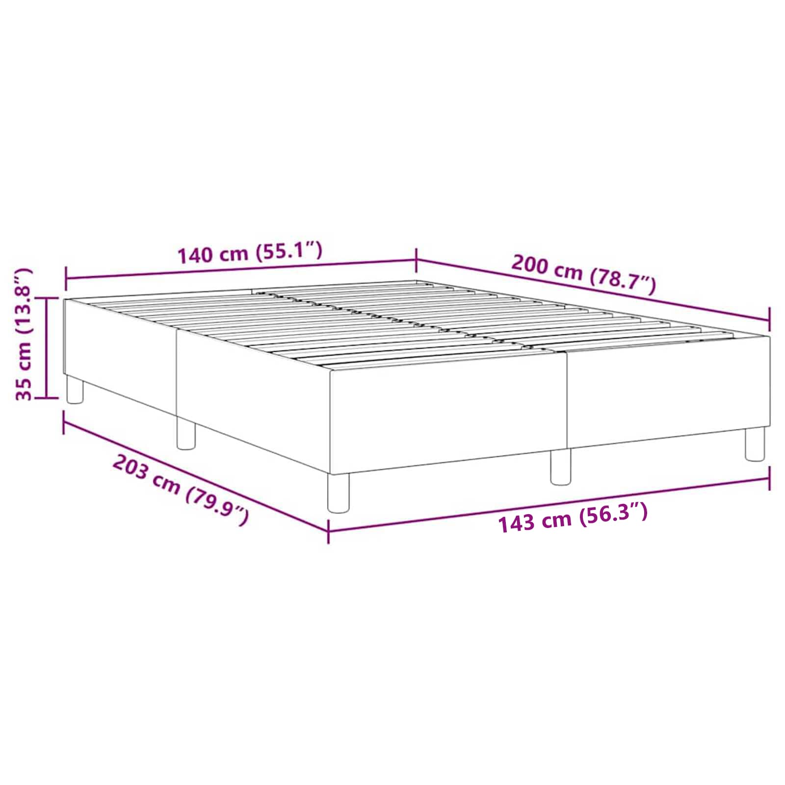 Krevetna platforma Plava 140 x 200 cm Kordura tekstil
