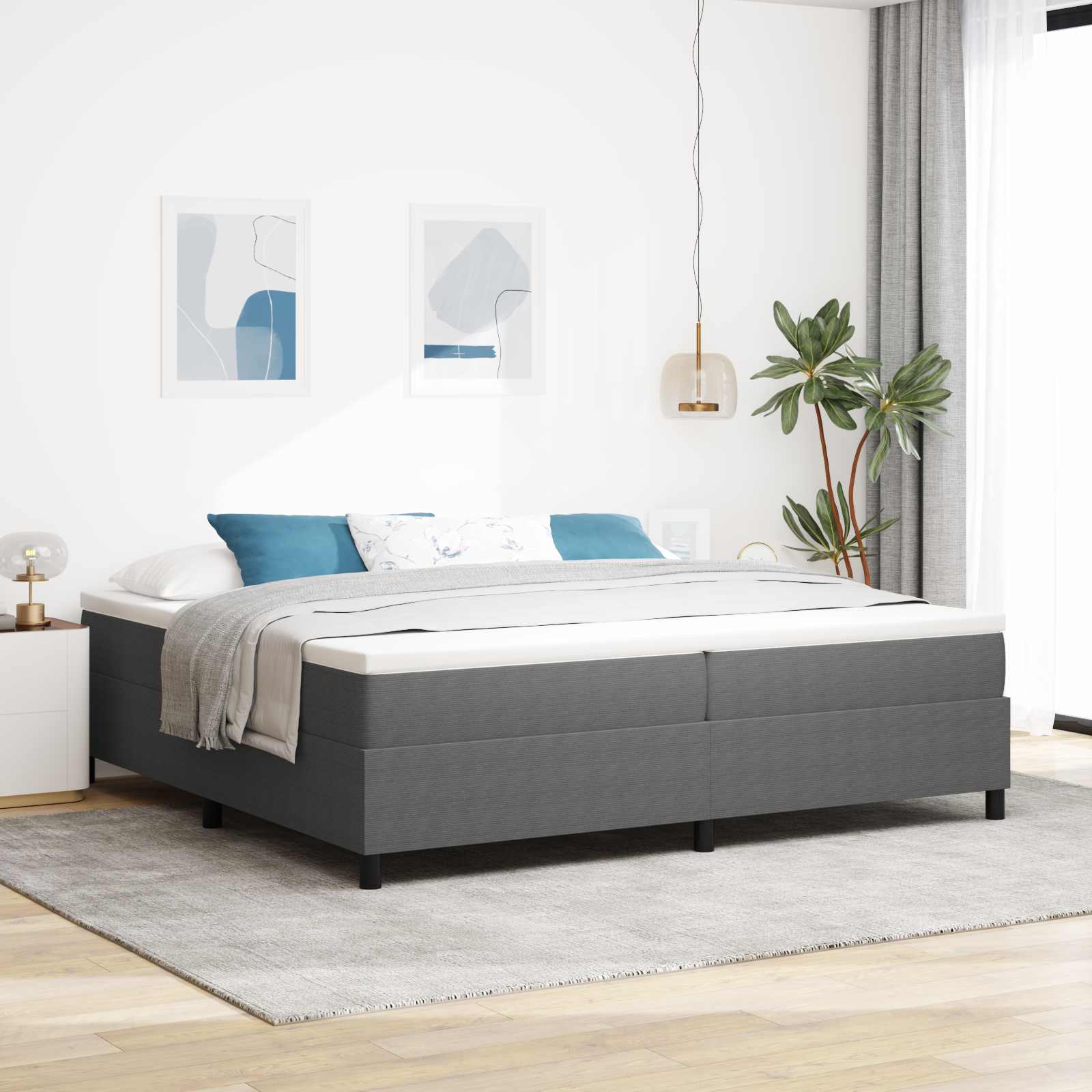 Krevetna platforma Svijetlo siva 200 x 200 cm Kordura tekstil