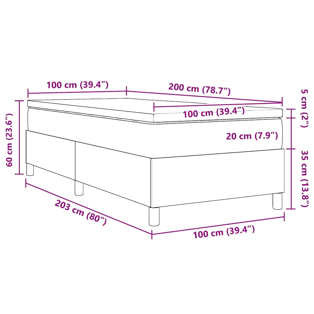 Krevet s opruga kutije Krema i bijela 100 x 200 cm