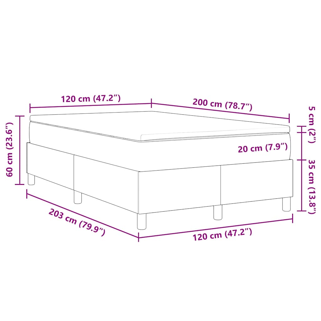 Krevet s opruga kutije Krema i bijela 120 x 200 cm