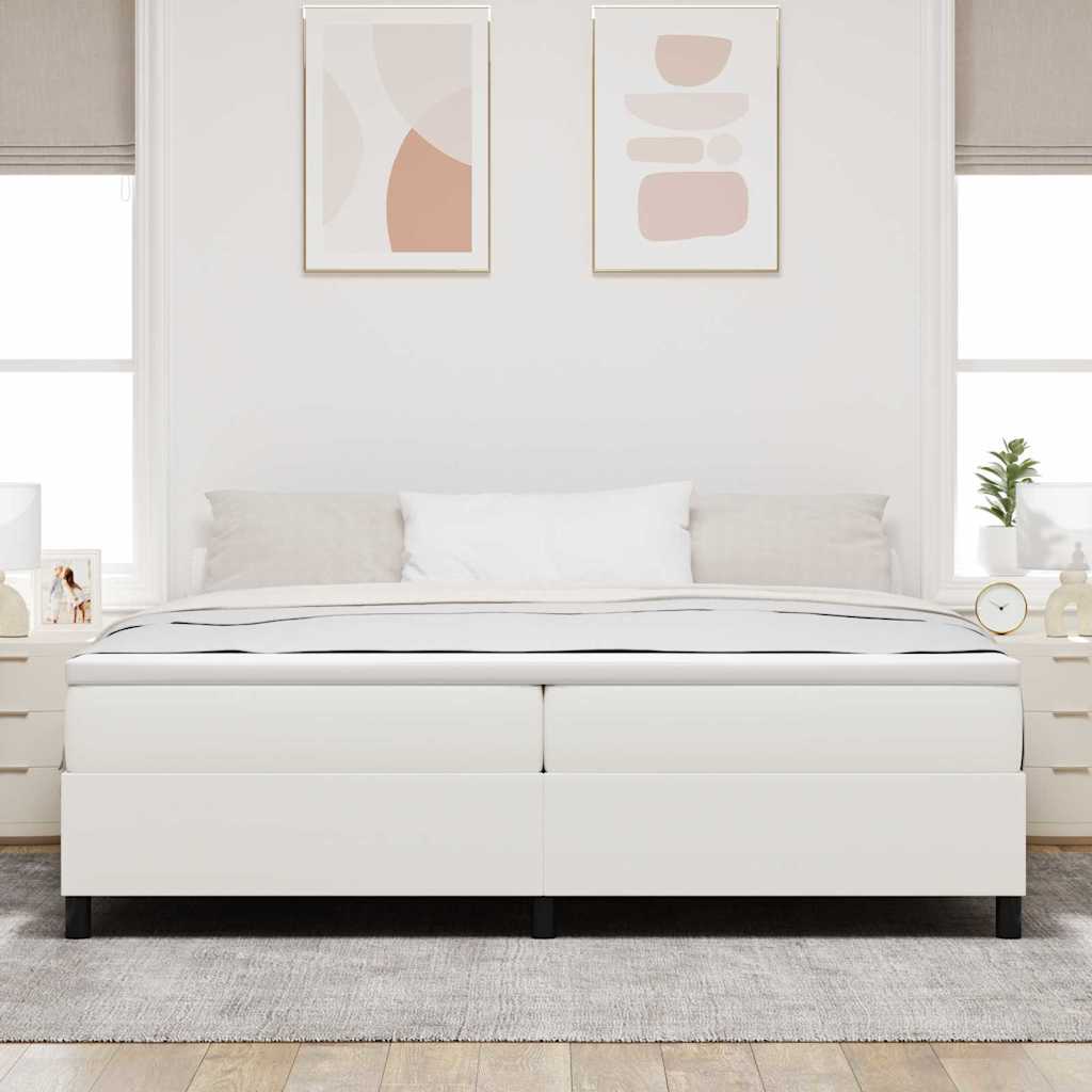 Krevet s opruga kutije Krema i bijela 200 x 200 cm