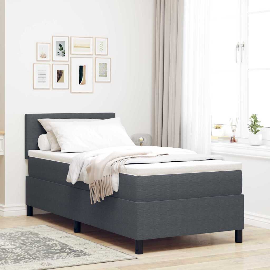 Krevet s opruga kutije Tamno siva i bijela 90 x 200 cm