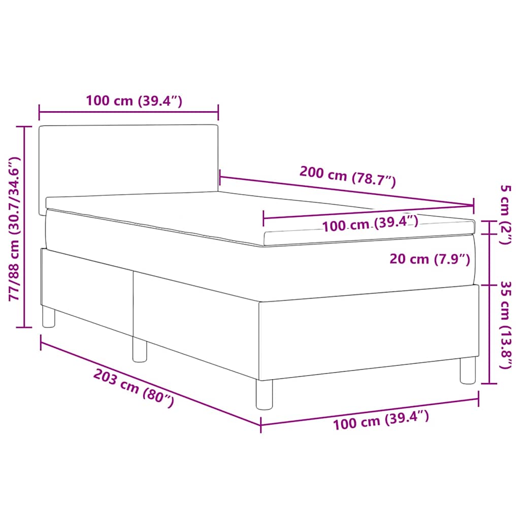 Krevet s opruga kutije s uzglavljem Krema i bijela 100 x 200 cm