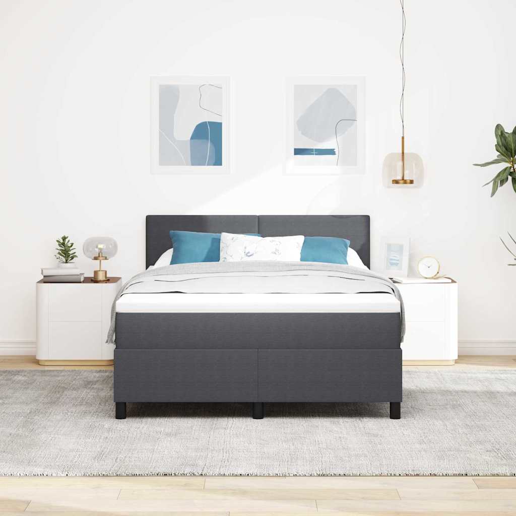 Krevet s opruga kutije Tamno siva i bijela 140 x 190 cm