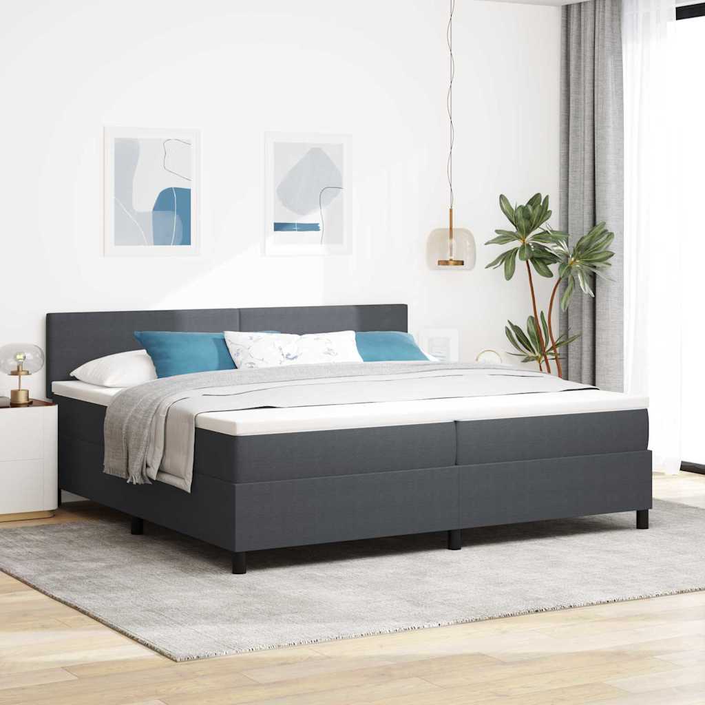 Krevet s opruga kutije Tamno siva i bijela 200 x 200 cm
