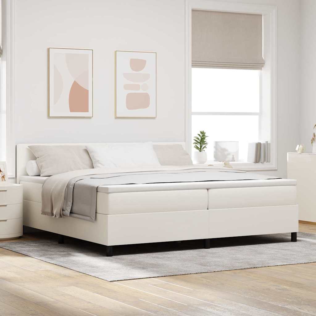 Krevet s opruga kutije s uzglavljem Krema i bijela 200 x 200 cm
