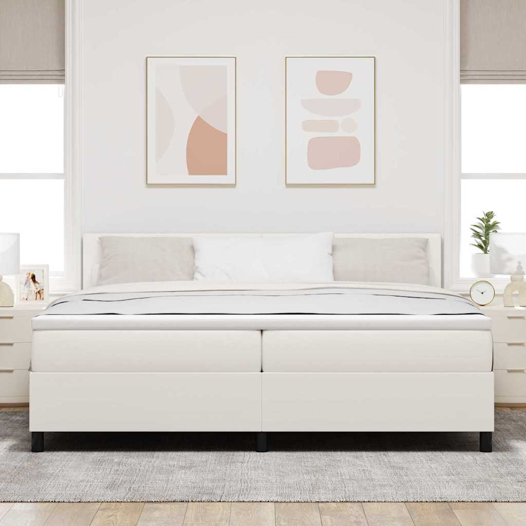 Krevet s opruga kutije s uzglavljem Krema i bijela 200 x 200 cm