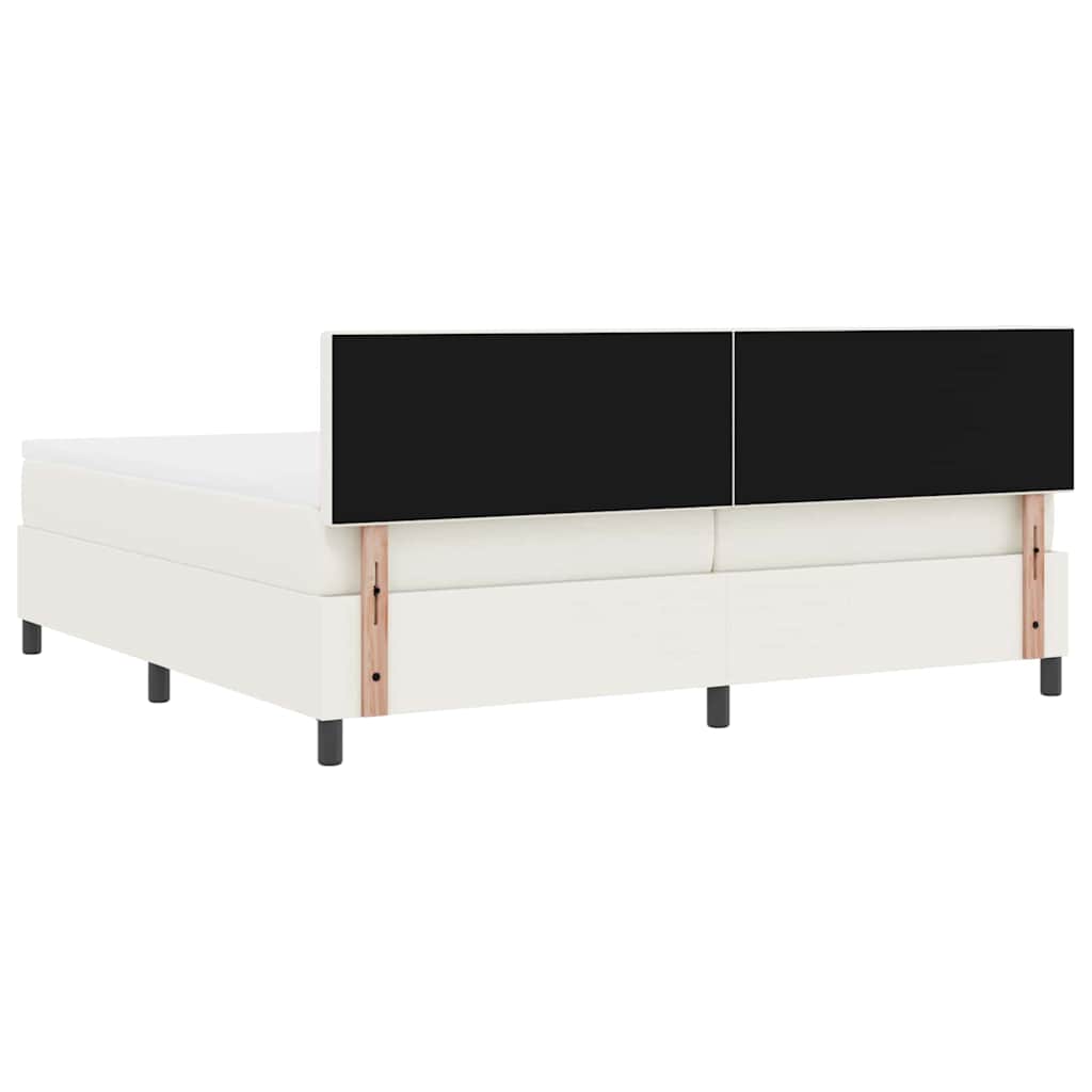 Krevet s opruga kutije s uzglavljem Krema i bijela 200 x 200 cm
