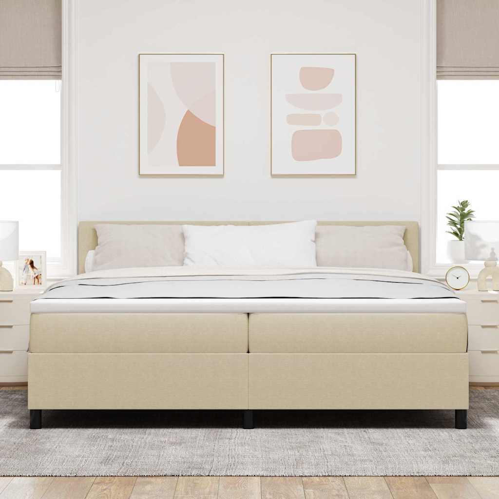 Krevet s opruga kutije Svijetlo siva i bijela. 200 x 200 cm