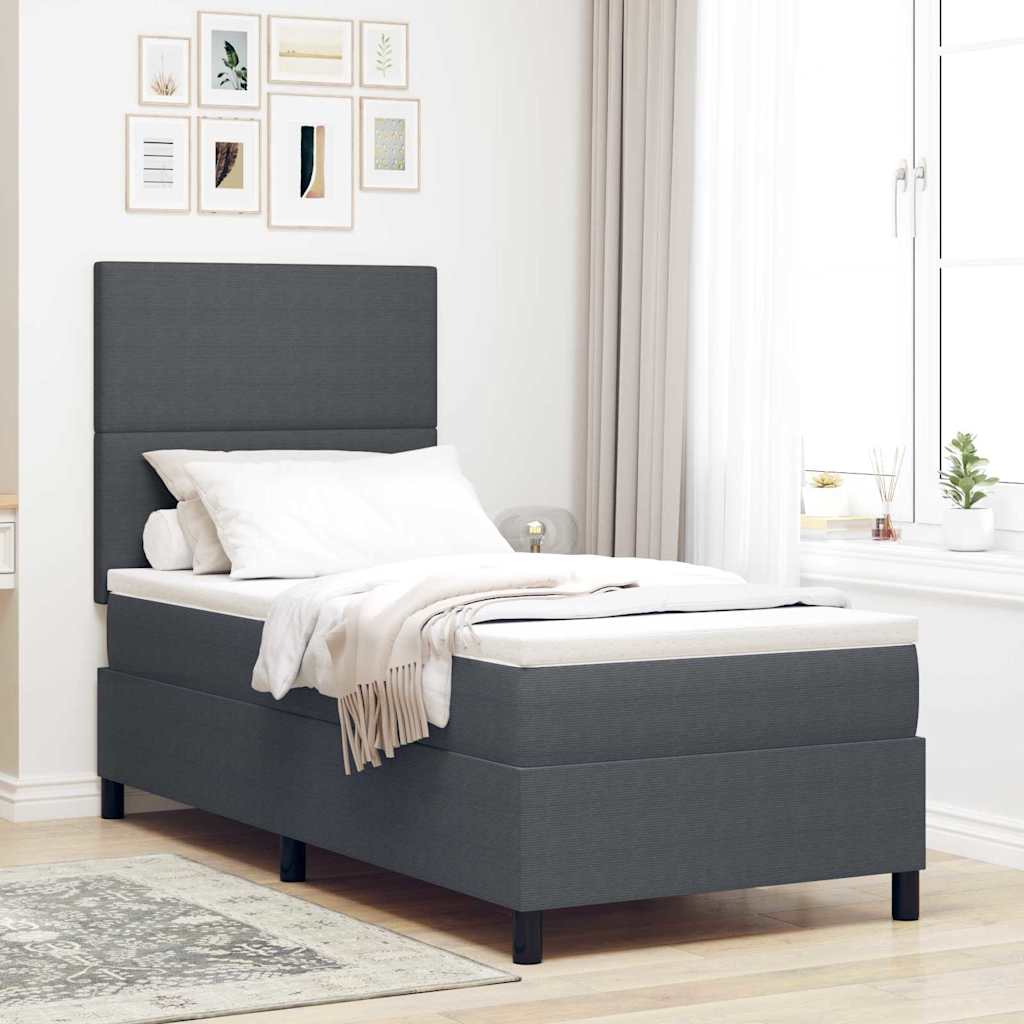 Krevet s opruga kutije Tamno siva i bijela 80 x 200 cm