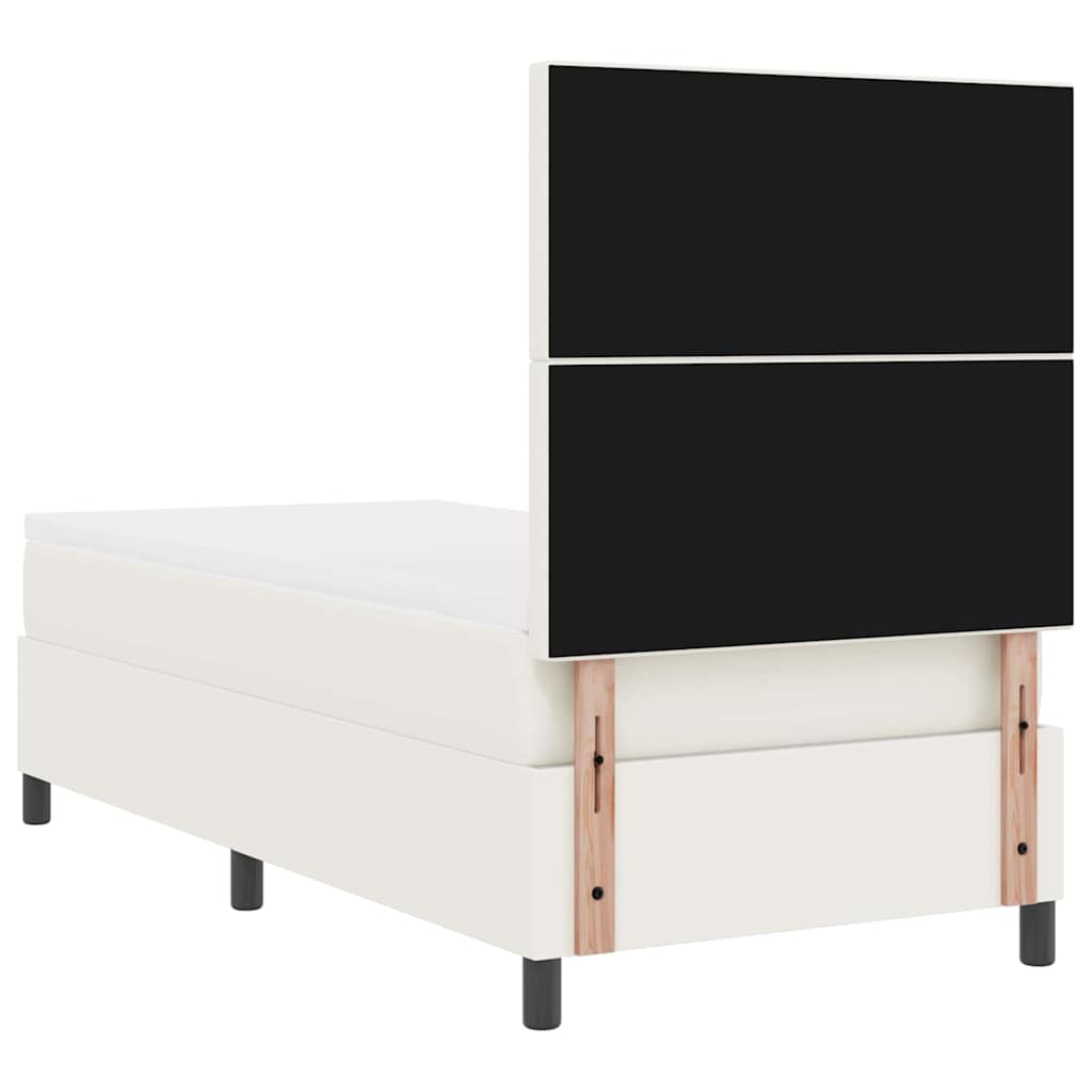 Krevet s opruga kutije s uzglavljem Krema i bijela 100 x 200 cm
