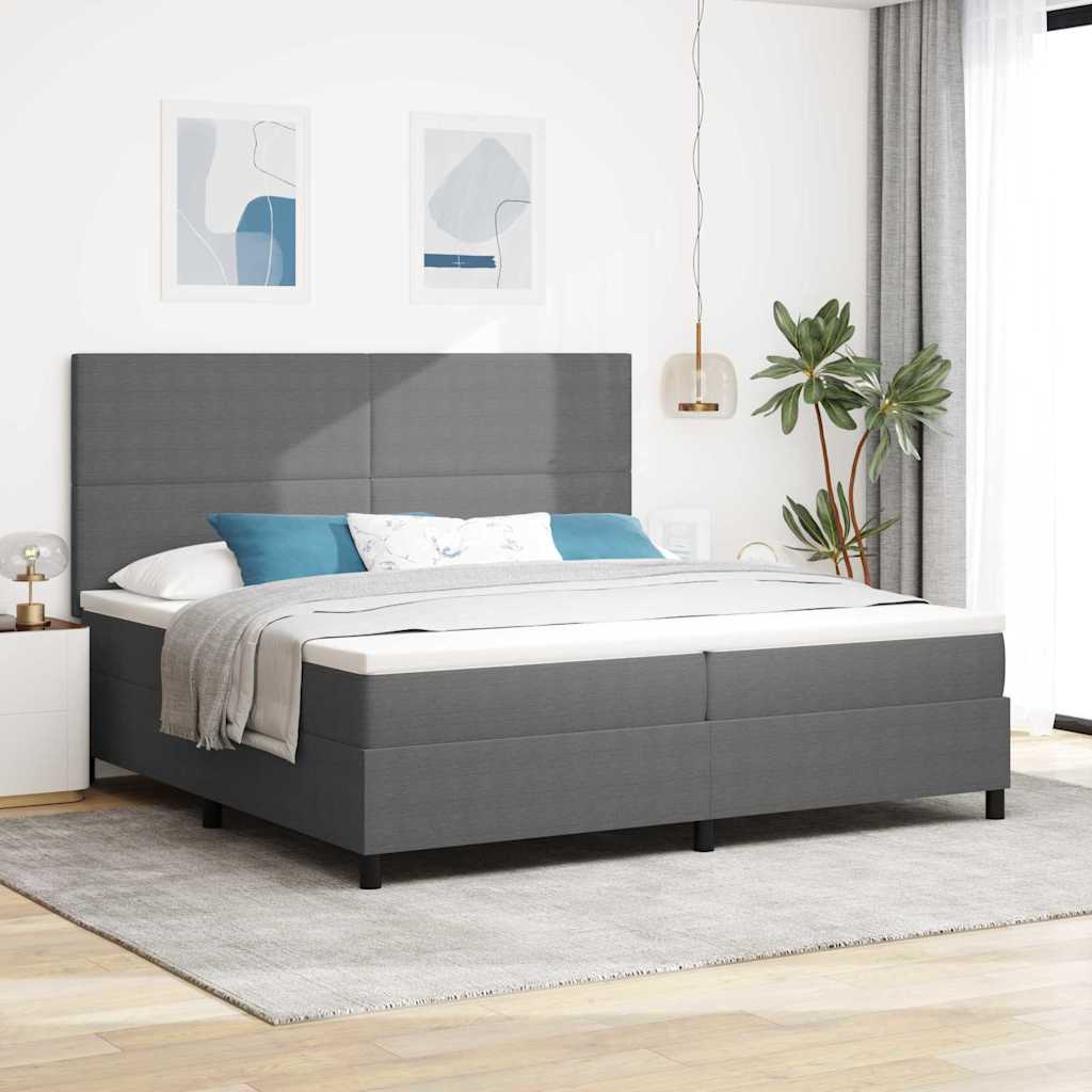 Krevet s opruga kutije Svijetlo siva i bijela. 200 x 200 cm