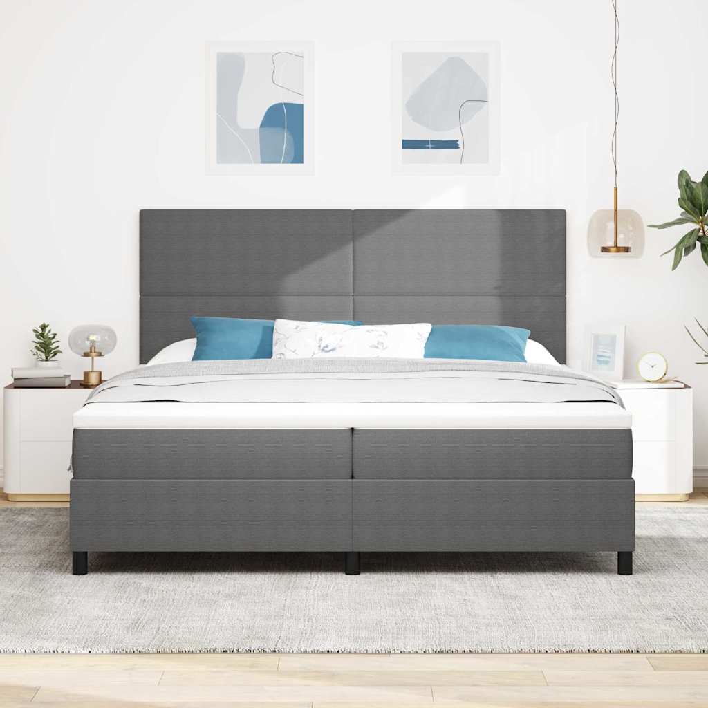 Krevet s opruga kutije Svijetlo siva i bijela. 200 x 200 cm