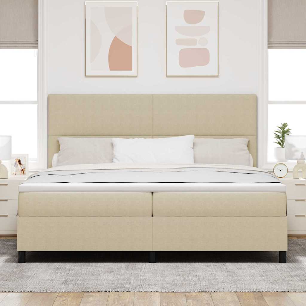 Krevet s opruga kutije Svijetlo siva i bijela. 200 x 200 cm