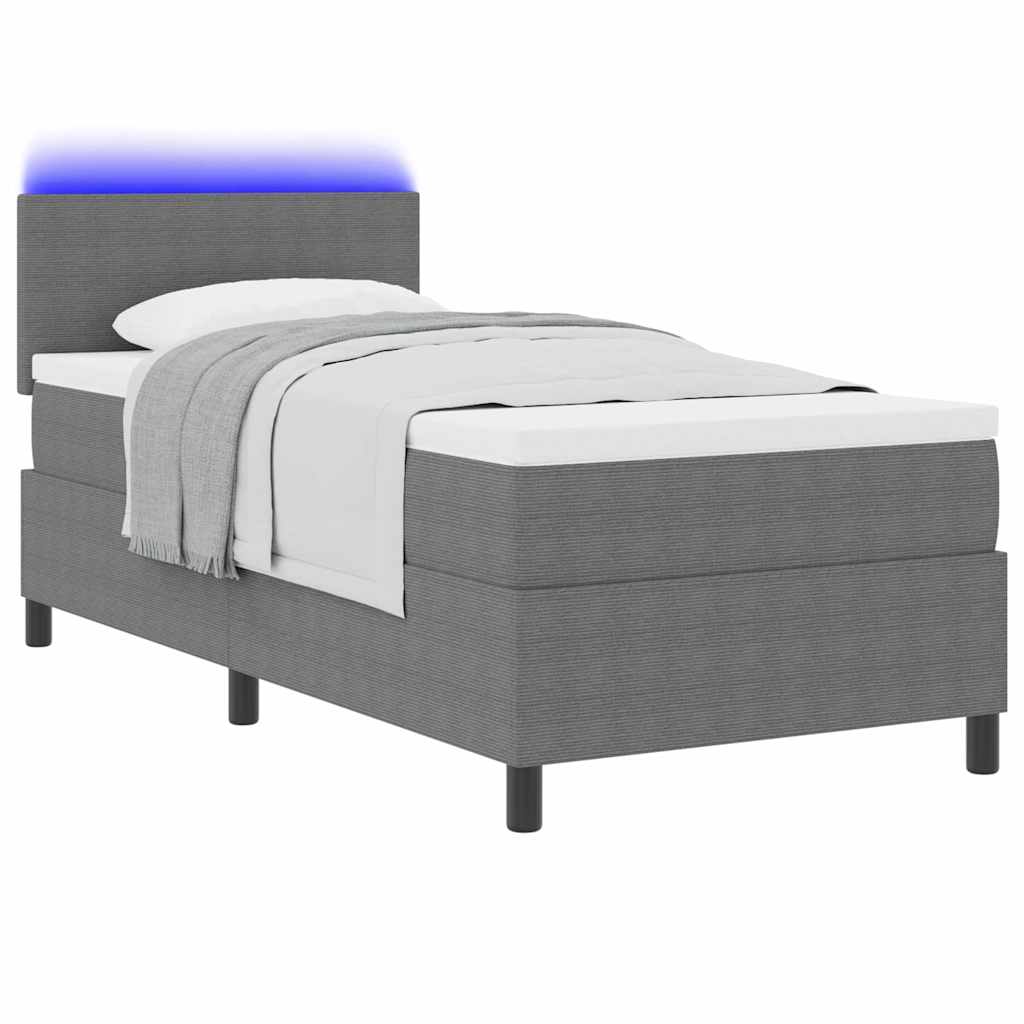 LED Box Spring Krevet Svijetlo siva i bijela. 80 x 200 cm