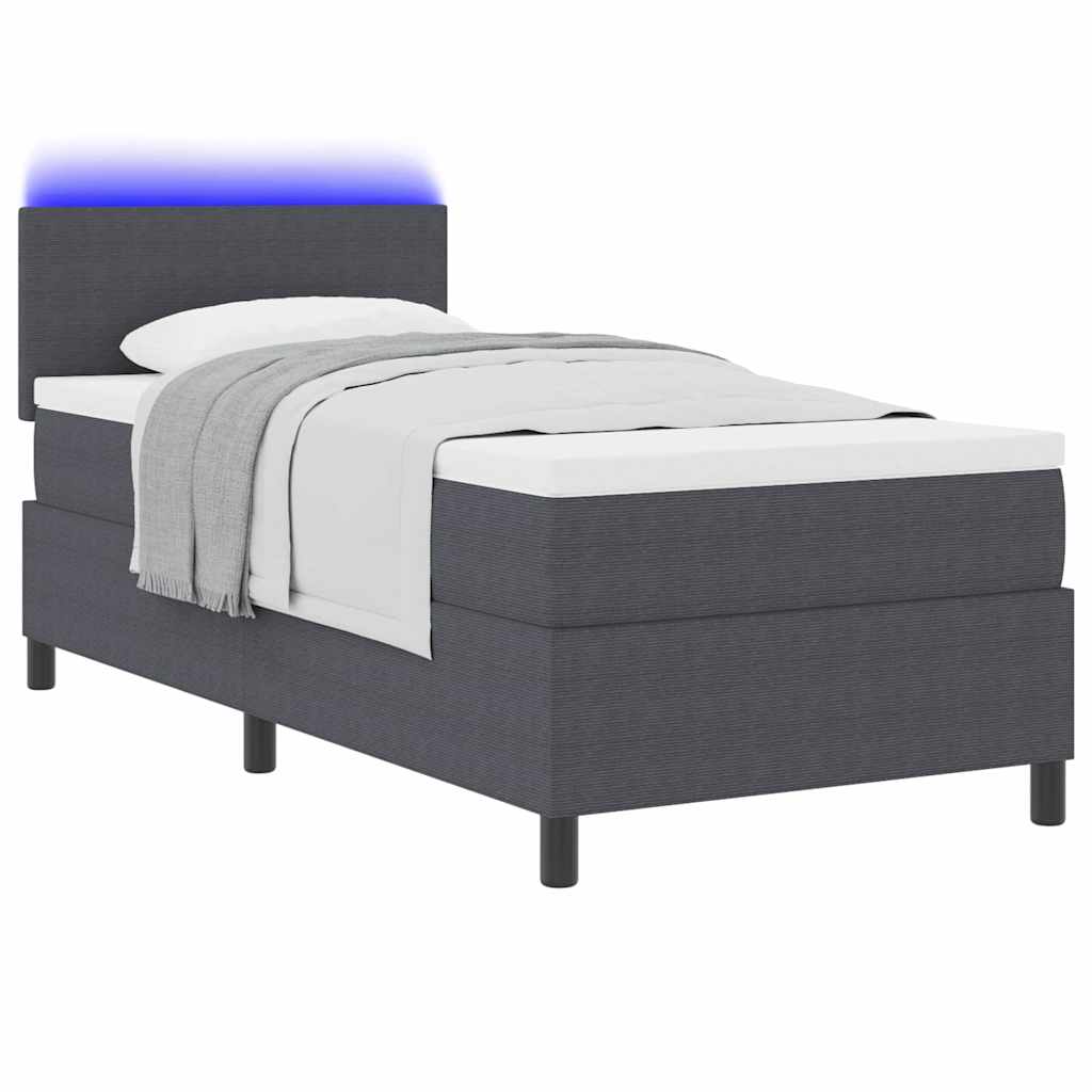 LED Box Spring Krevet Tamno siva i bijela 90 x 200 cm