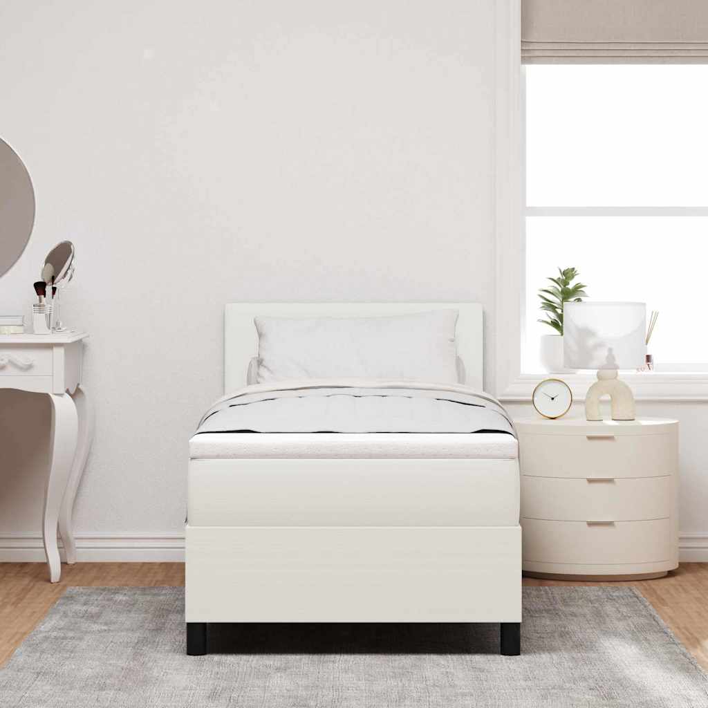 LED Box Spring Krevet s uzglavljem Krema i bijela 100 x 200 cm