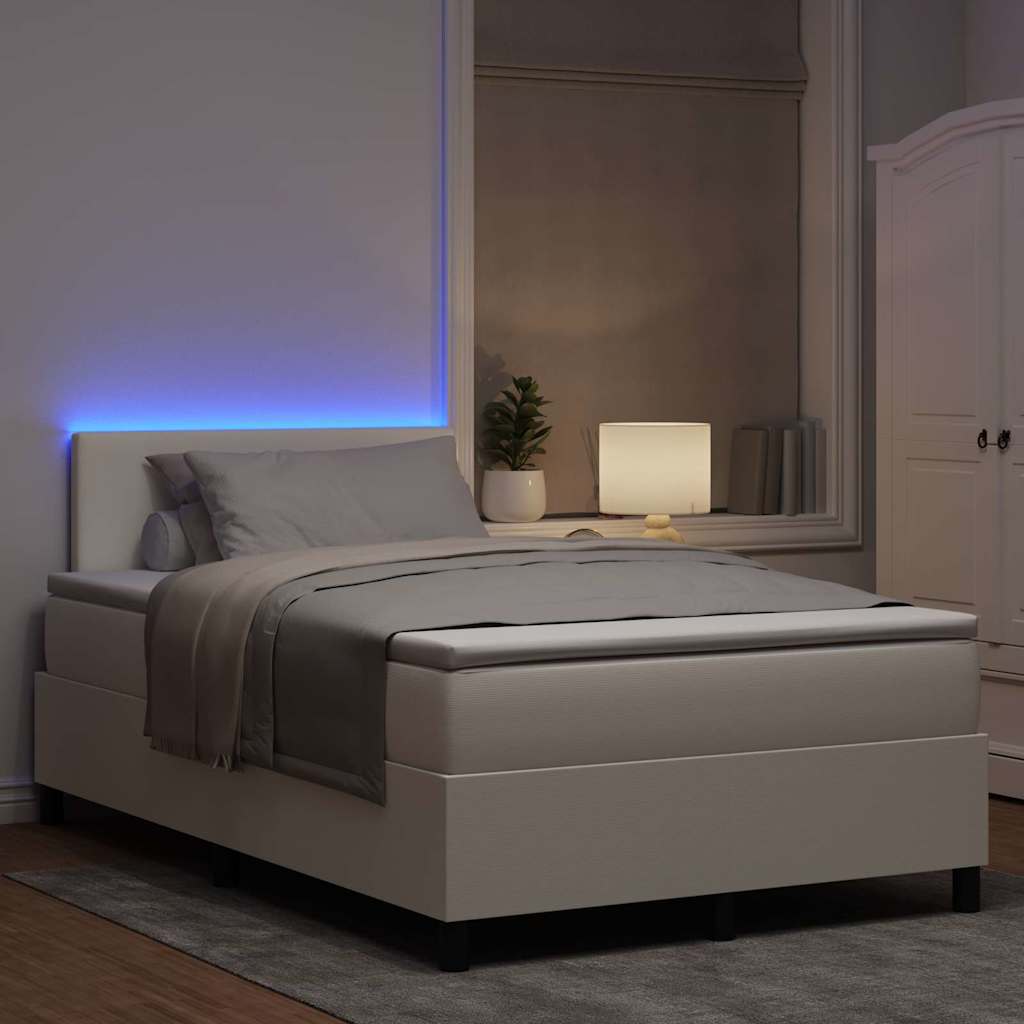 LED Box Spring Krevet s uzglavljem Krema i bijela 120 x 190 cm
