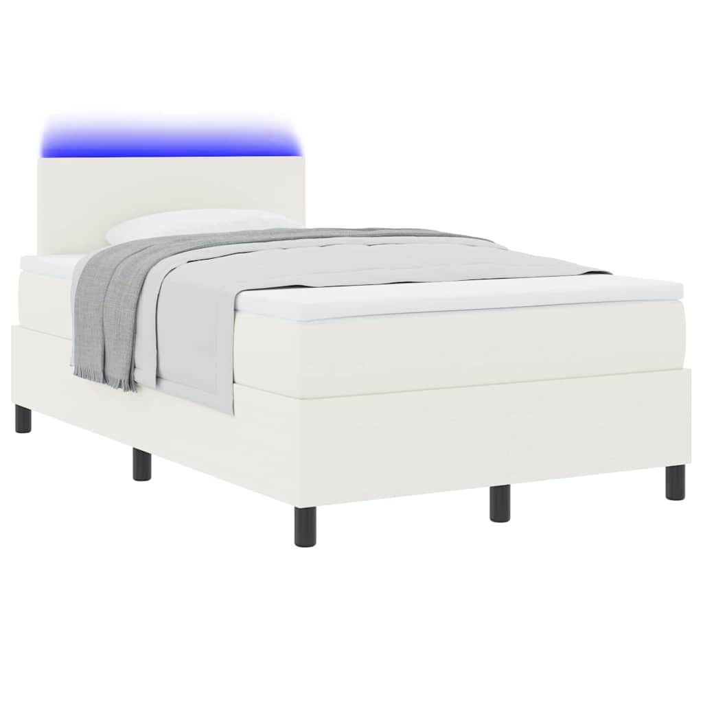 LED Box Spring Krevet s uzglavljem Krema i bijela 120 x 190 cm