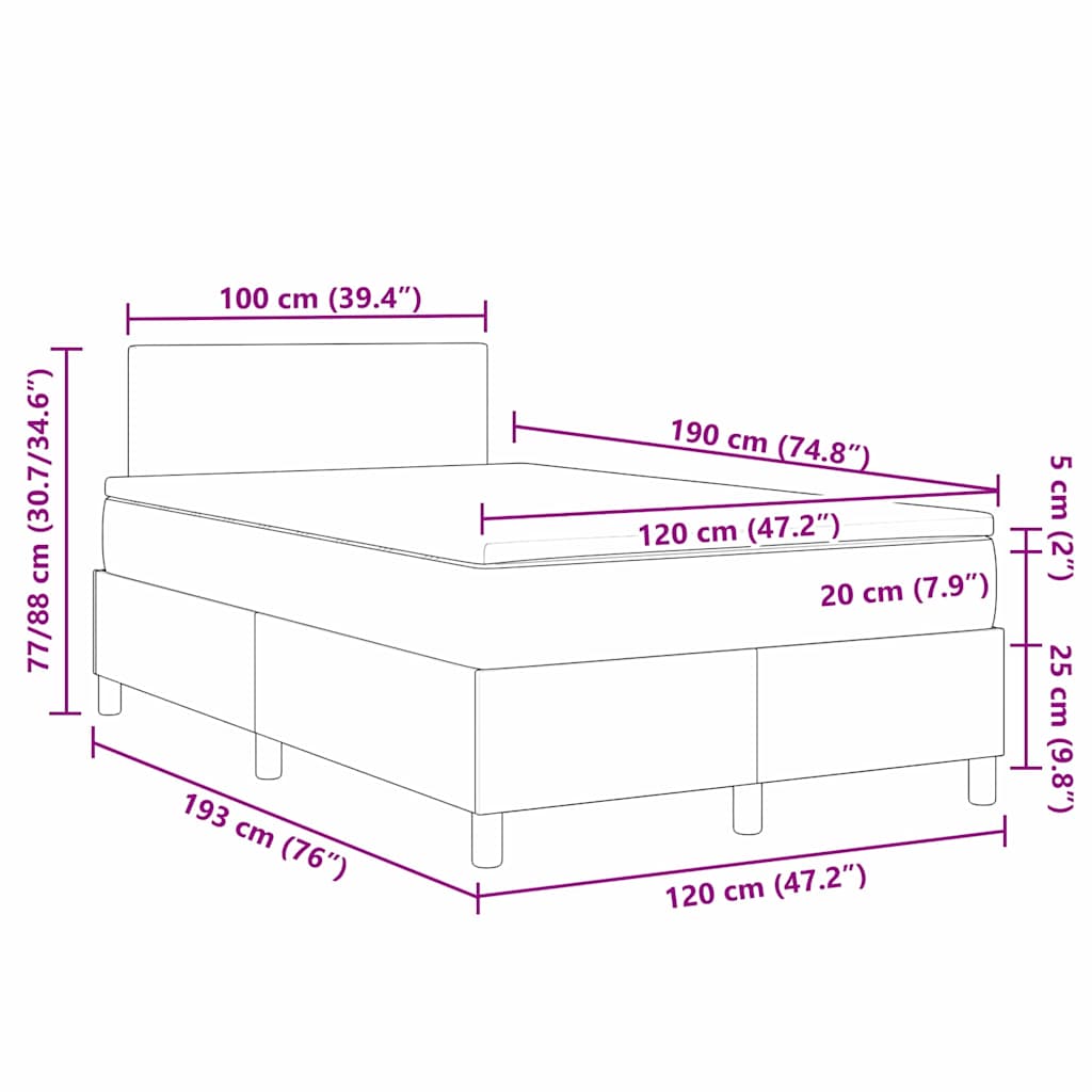 LED Box Spring Krevet s uzglavljem Krema i bijela 120 x 190 cm