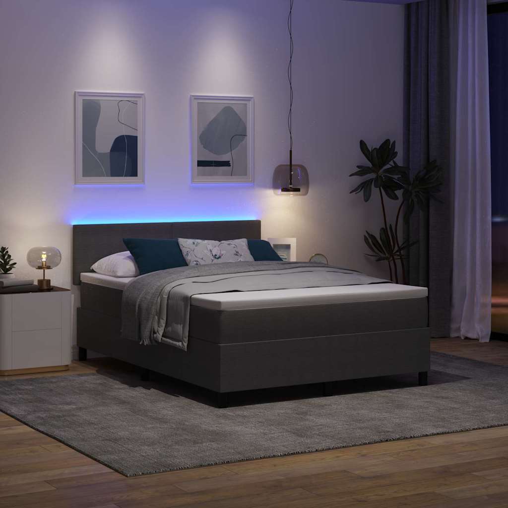 LED Box Spring Krevet Svijetlo siva i bijela. 140 x 190 cm