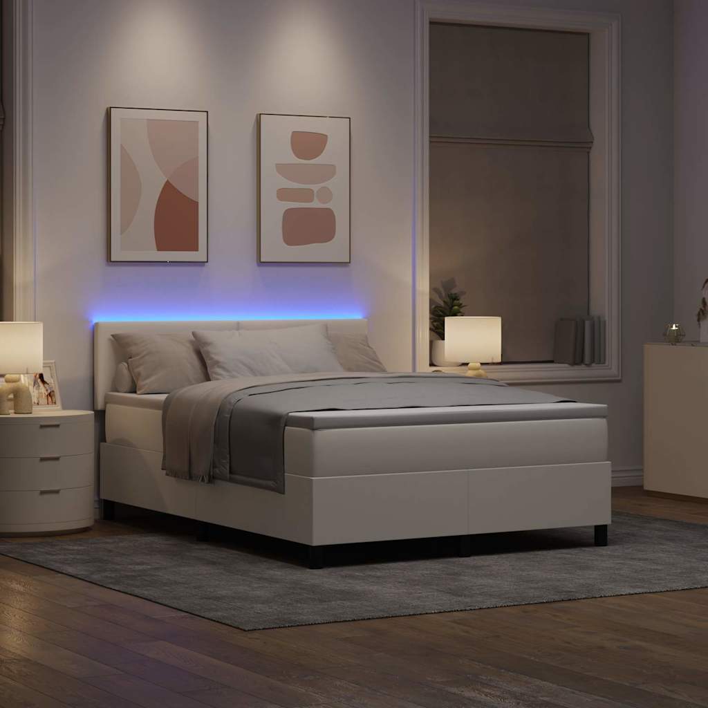 LED Box Spring Krevet s uzglavljem Krema i bijela 140 x 190 cm