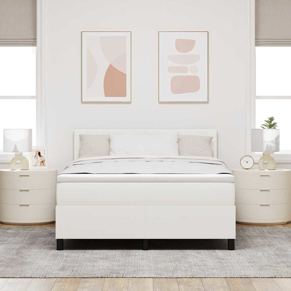 LED Box Spring Krevet s uzglavljem Krema i bijela 140 x 190 cm