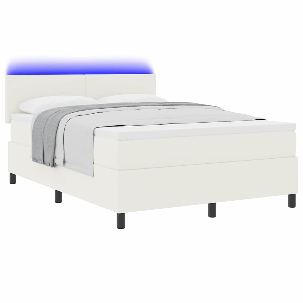 LED Box Spring Krevet s uzglavljem Krema i bijela 140 x 190 cm