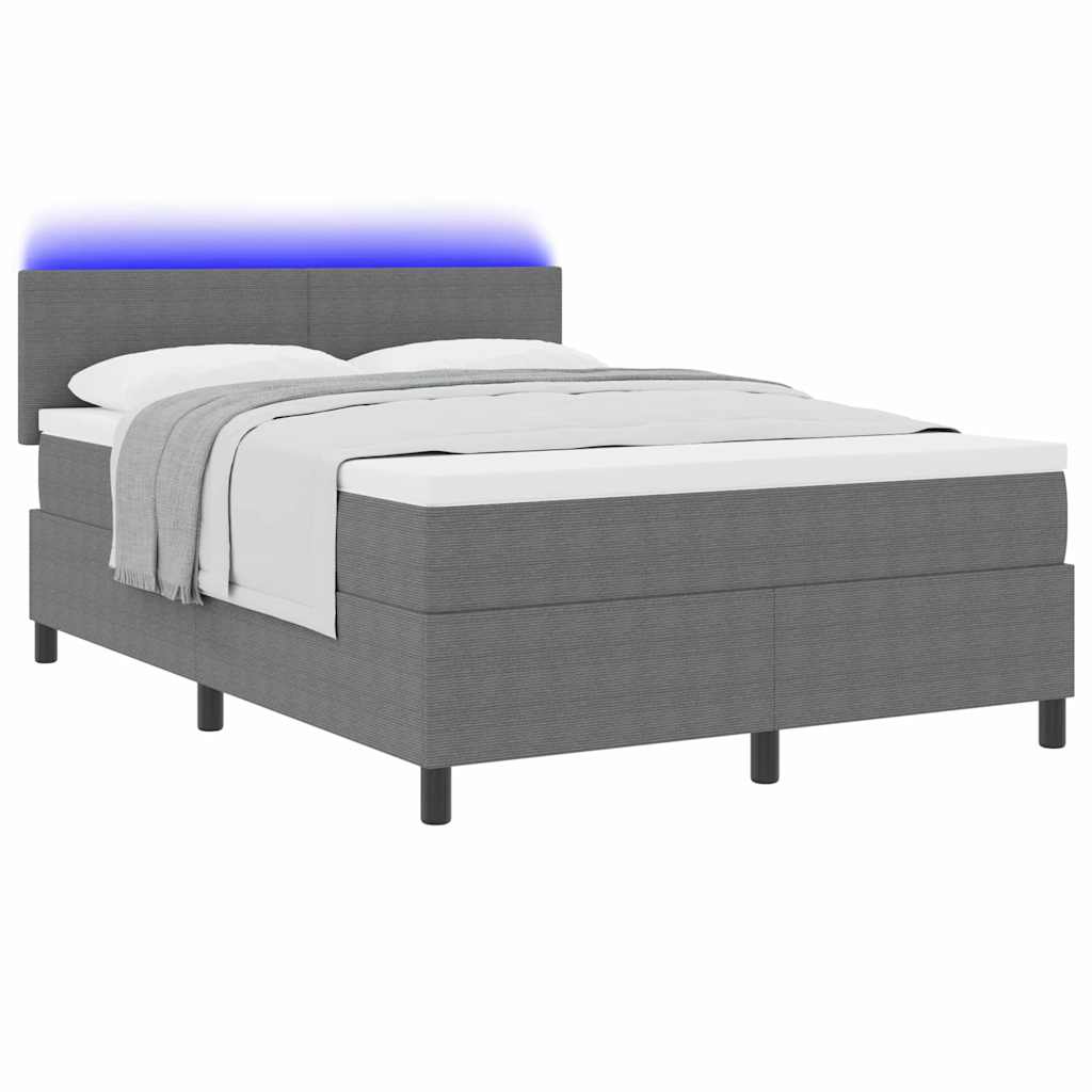 LED Box Spring Krevet Svijetlo siva i bijela. 160 x 200 cm