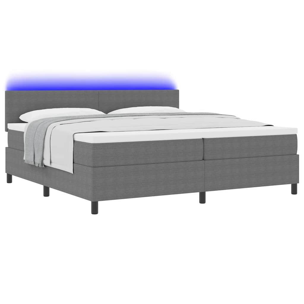 LED Box Spring Krevet Svijetlo siva i bijela. 200 x 200 cm