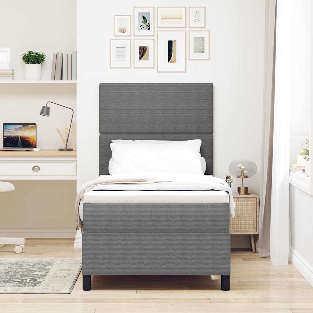 LED Box Spring Krevet Svijetlo siva i bijela. 80 x 200 cm