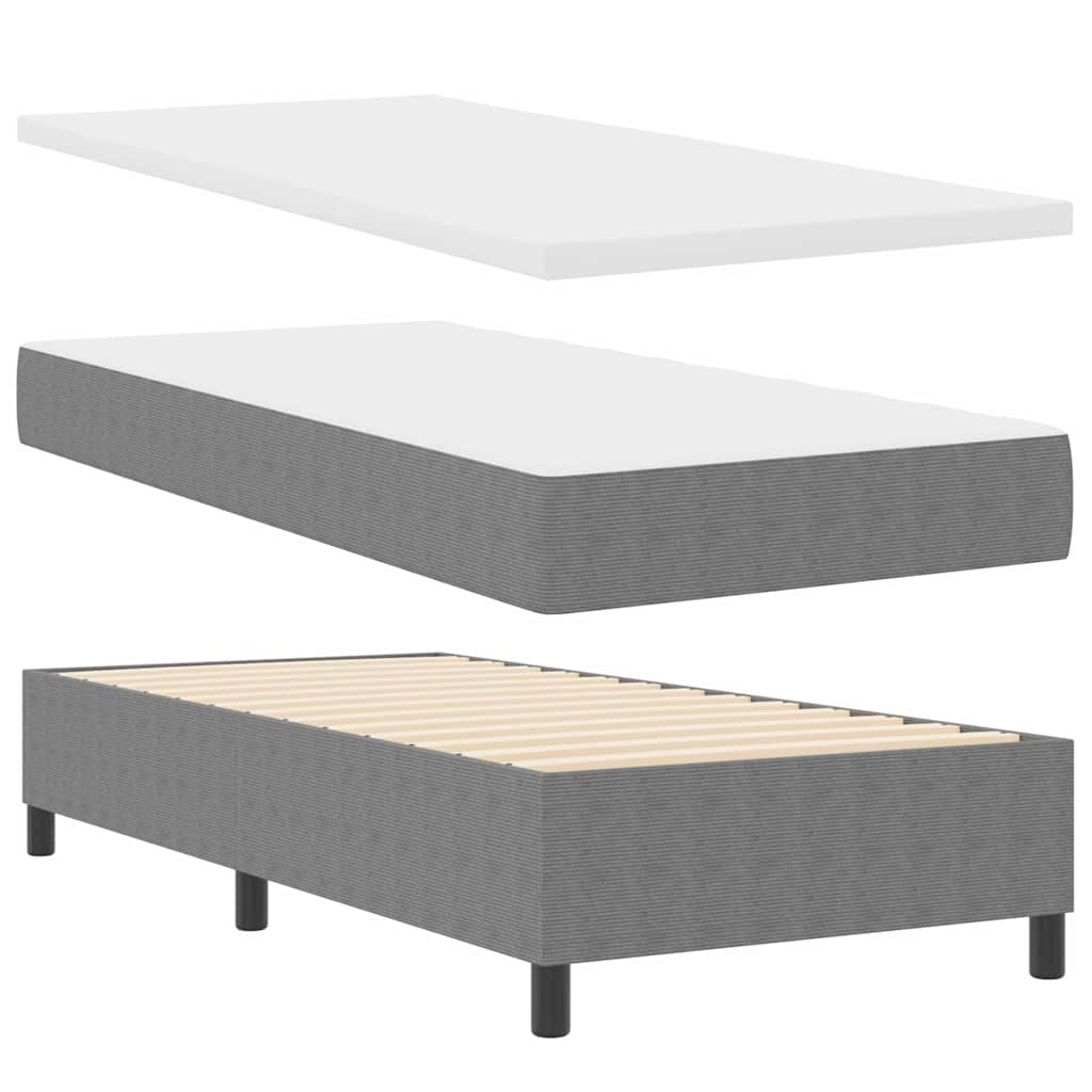 LED Box Spring Krevet Svijetlo siva i bijela. 90 x 200 cm