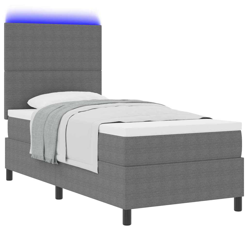 LED Box Spring Krevet Svijetlo siva i bijela. 90 x 200 cm