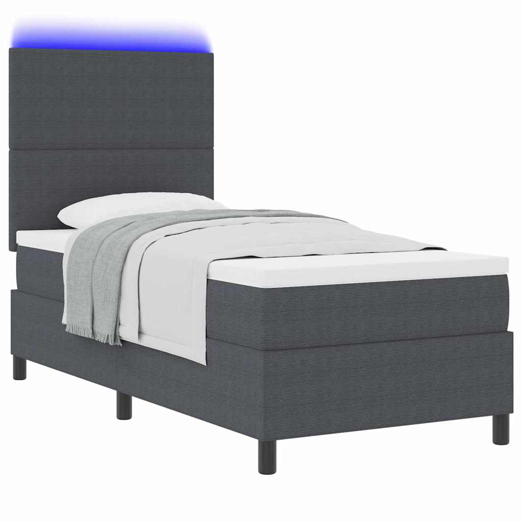 LED Box Spring Krevet Tamno siva i bijela 90 x 200 cm