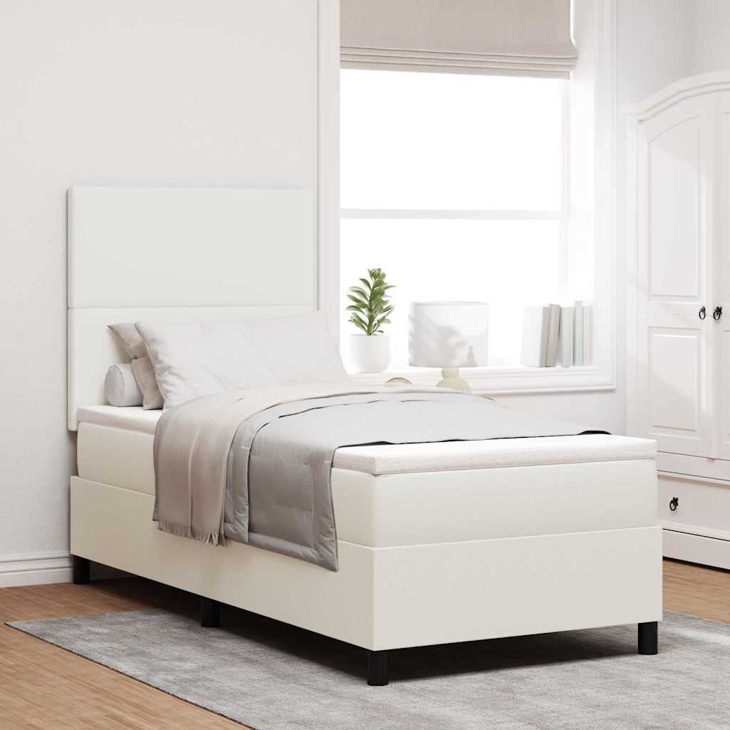 LED Box Spring Krevet s uzglavljem Krema i bijela 100 x 200 cm