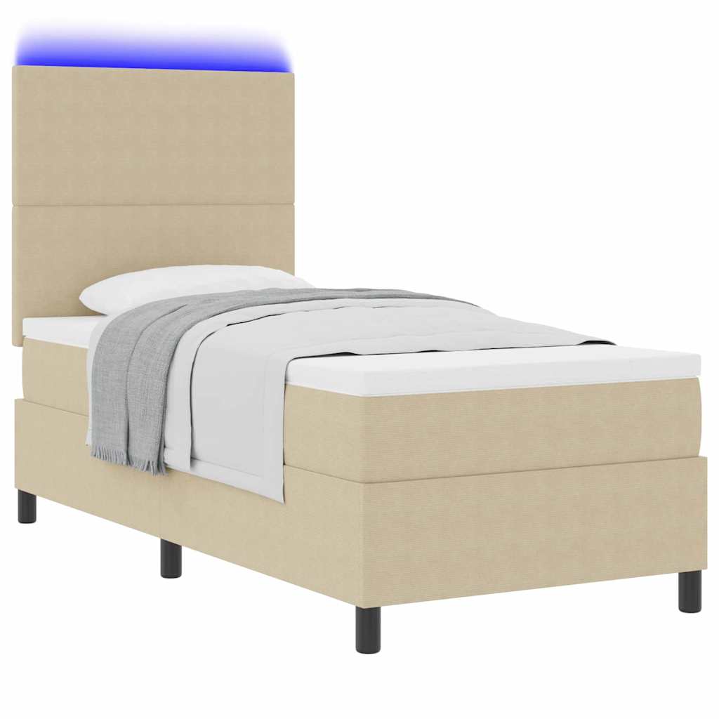 LED Box Spring Krevet Svijetlo siva i bijela. 100 x 200 cm