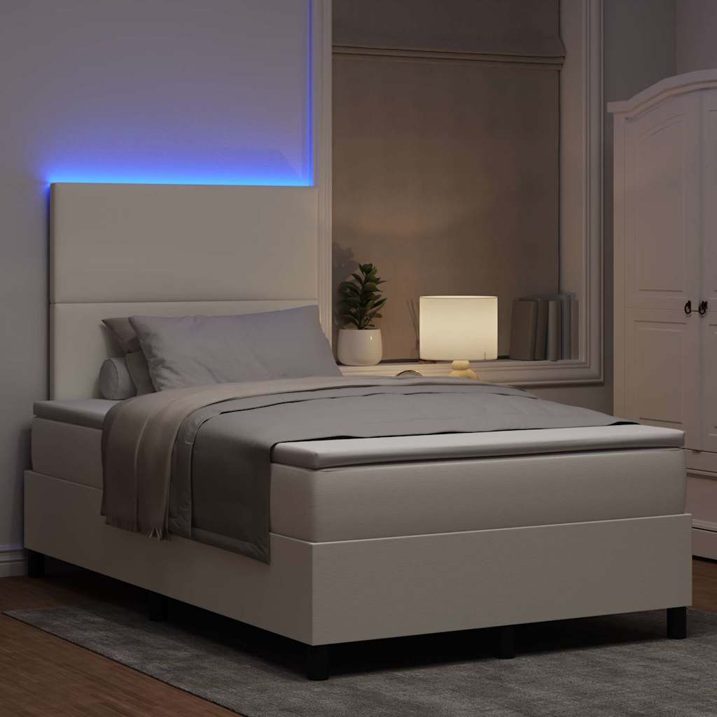 LED Box Spring Krevet s uzglavljem Krema i bijela 120 x 190 cm