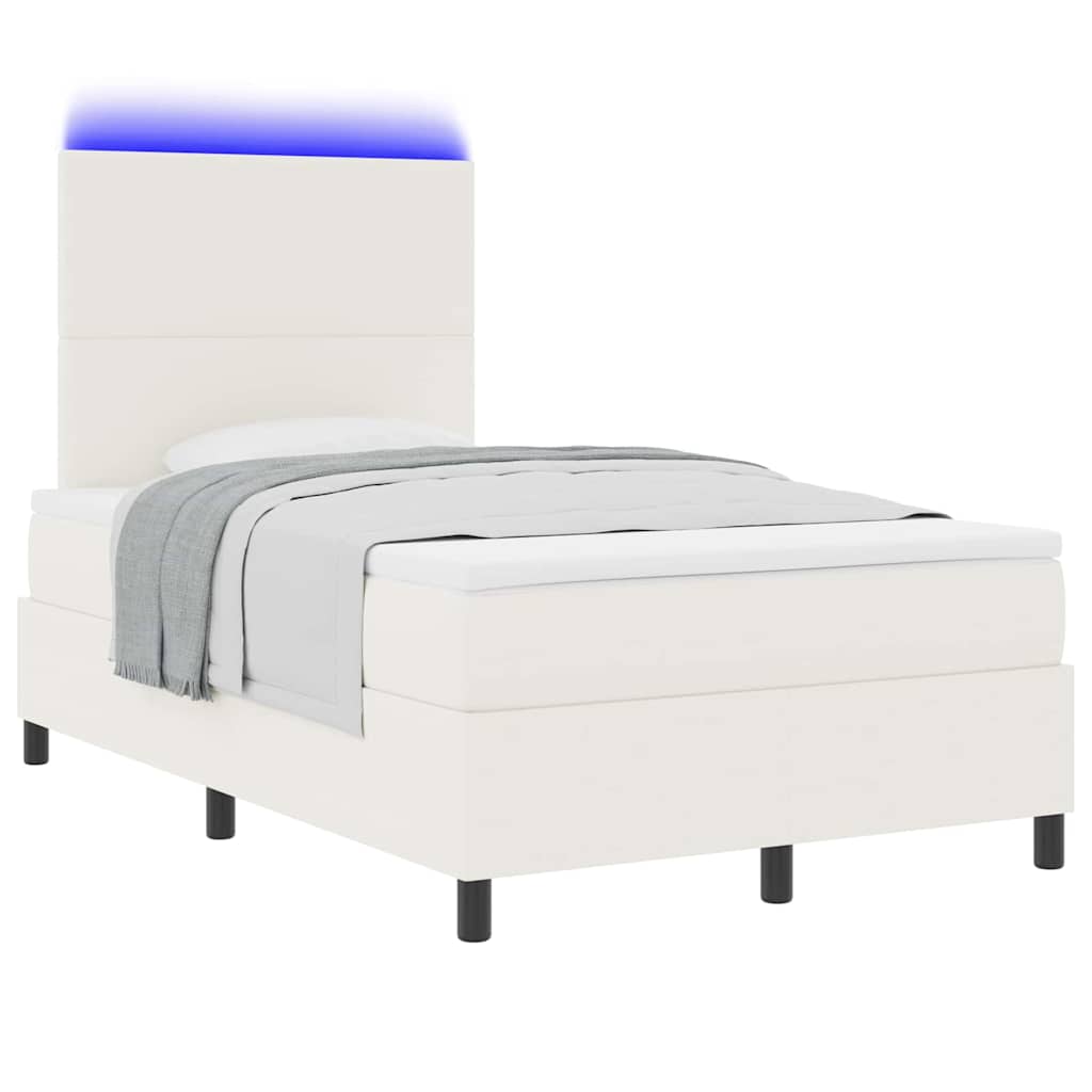 LED Box Spring Krevet s uzglavljem Krema i bijela 120 x 190 cm
