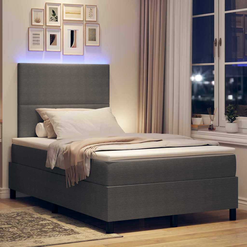 LED Box Spring Krevet Svijetlo siva i bijela. 120 x 200 cm