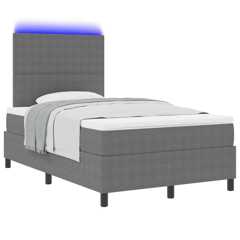LED Box Spring Krevet Svijetlo siva i bijela. 120 x 200 cm