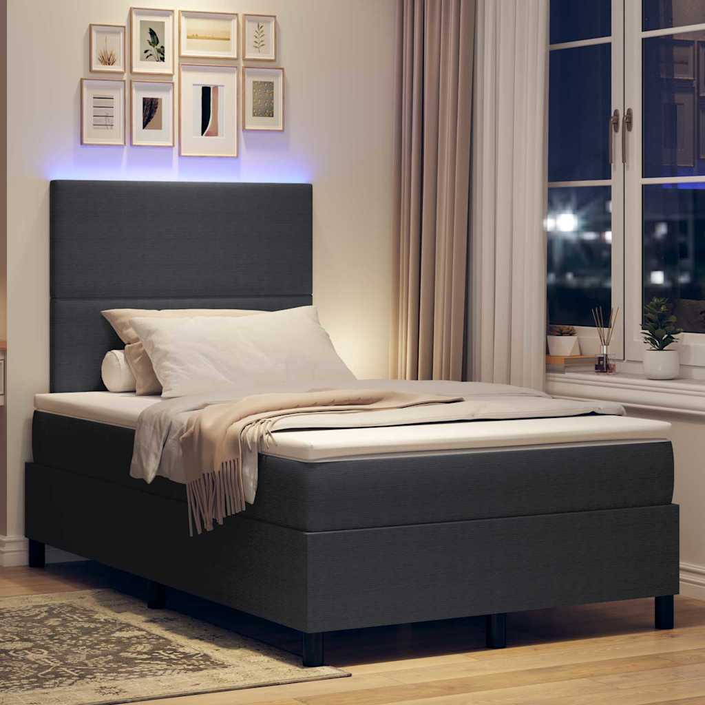 LED Box Spring Krevet Tamno siva i bijela 120 x 200 cm