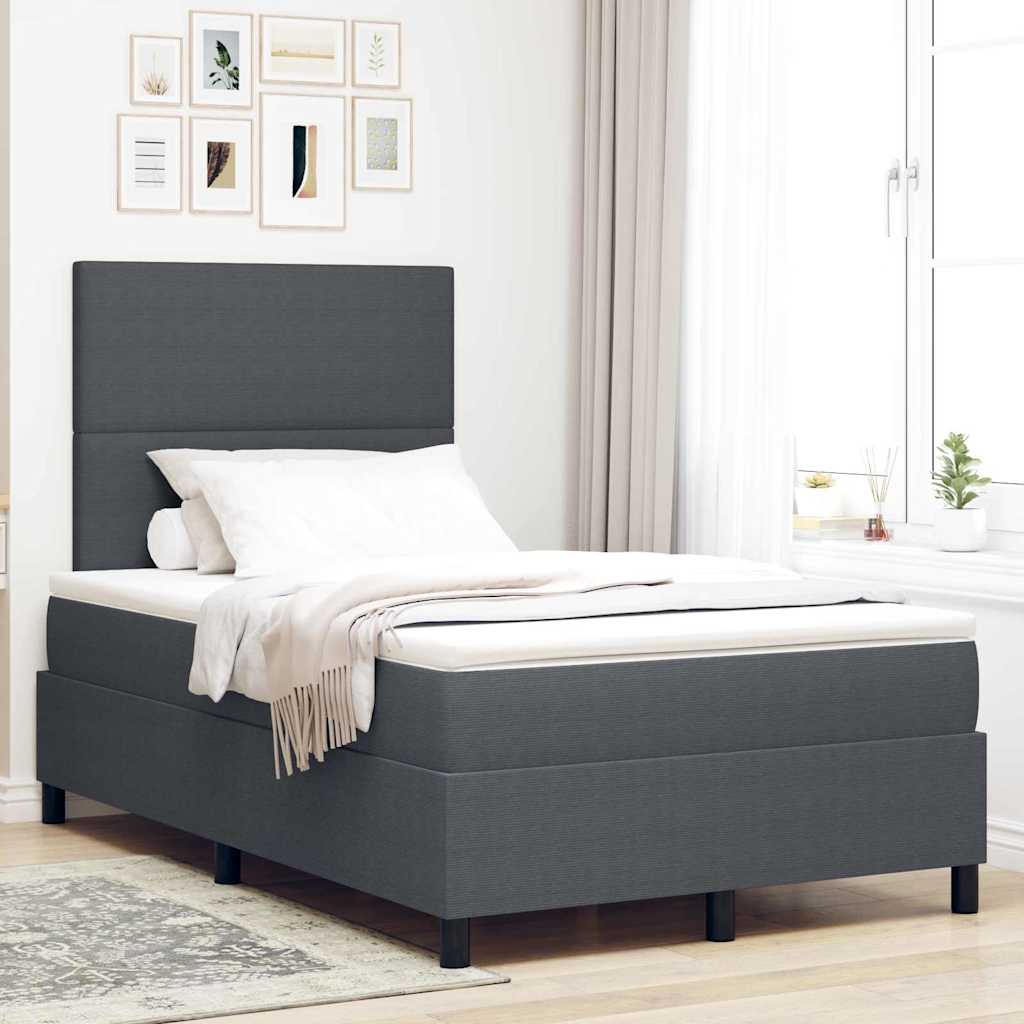 LED Box Spring Krevet Tamno siva i bijela 120 x 200 cm