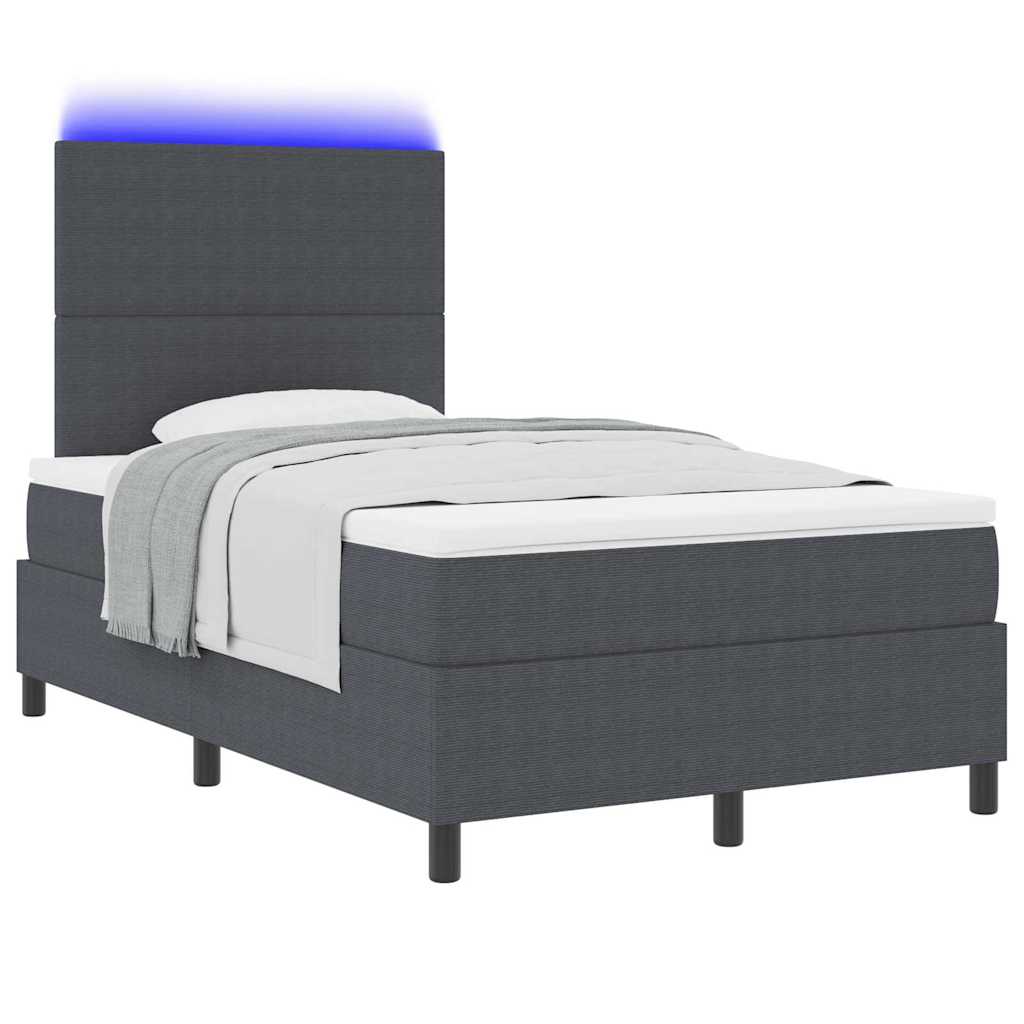 LED Box Spring Krevet Tamno siva i bijela 120 x 200 cm