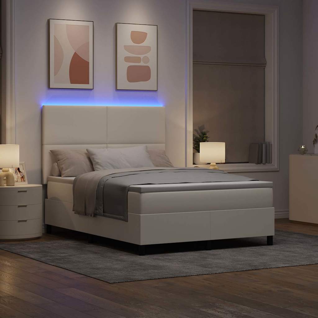 LED Box Spring Krevet s uzglavljem Krema i bijela 140 x 190 cm