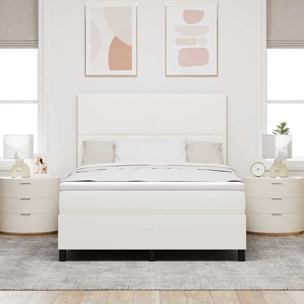LED Box Spring Krevet s uzglavljem Krema i bijela 140 x 190 cm