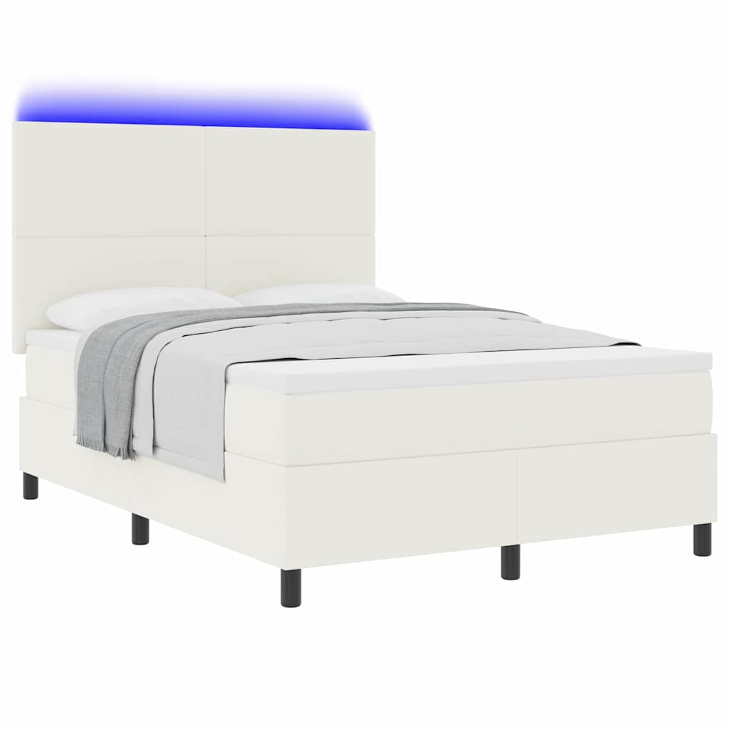 LED Box Spring Krevet s uzglavljem Krema i bijela 140 x 190 cm