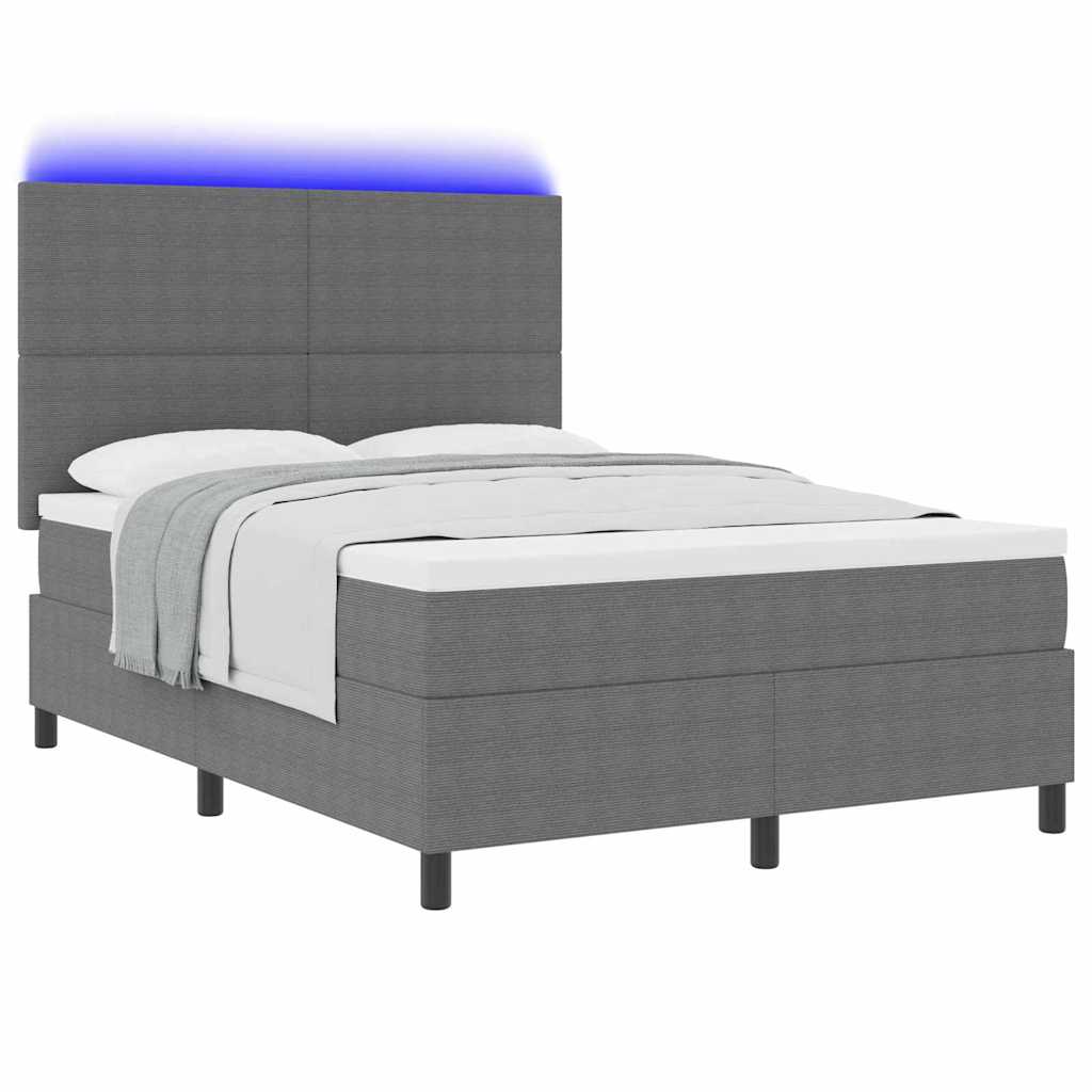 LED Box Spring Krevet Svijetlo siva i bijela. 140 x 200 cm