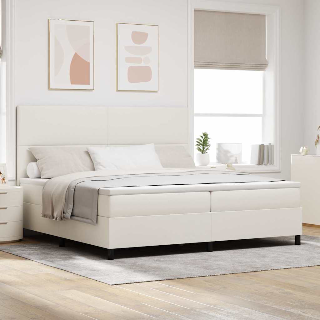 LED Box Spring Krevet s uzglavljem Krema i bijela 200 x 200 cm